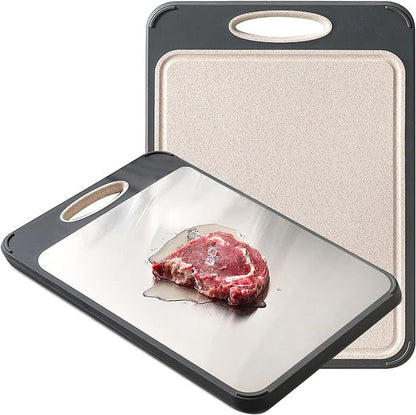 Factory Direct FoodGrade Wheat Straw  Stainless Steel Cutting Board