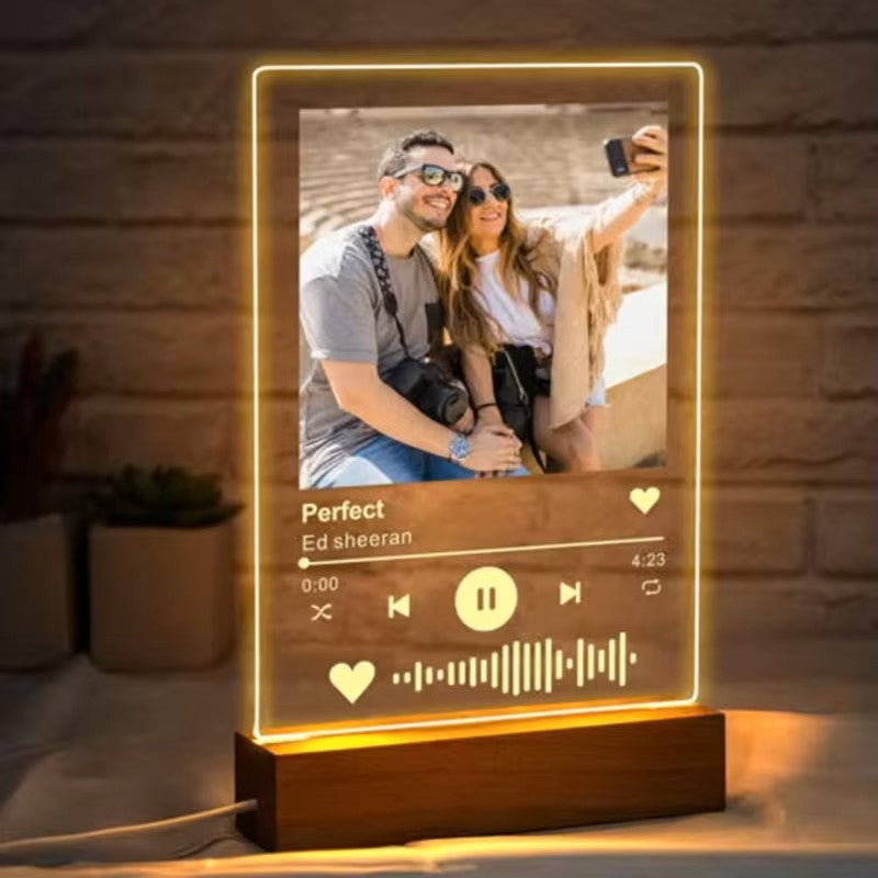 Custom Acrylic Music Box Photo Frame Desktop Night Light