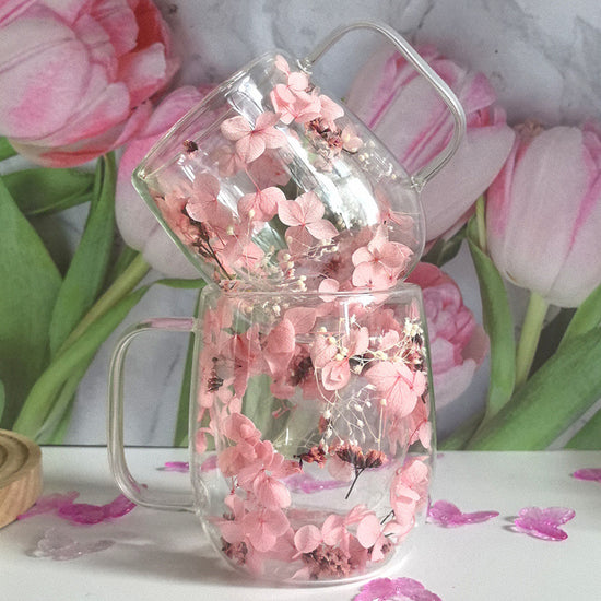 Creative DoubleWall Dried Flower Glass Mug Gift